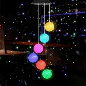 Carillon solaire "6 Boules multicolores"